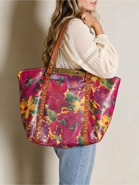 Patricia Nash Benvenuto Multicolor Floral Leather Tote Bag NWOT